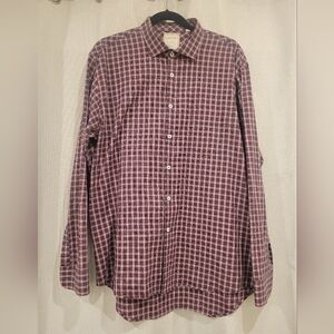 Billy Reid Standard Cut Plaid Gingham Long Sleeve Button Up Size XL